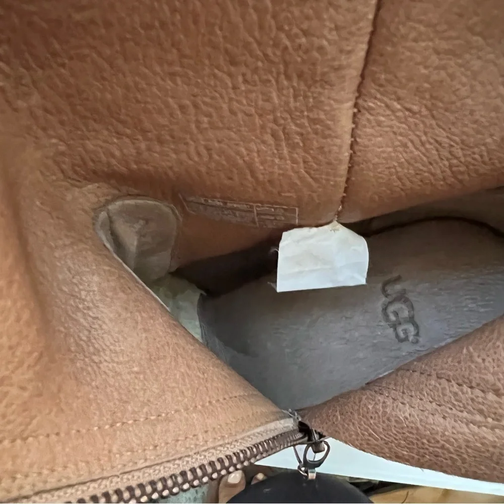 UGG- Athena Suede Leather Stacked Heel Boots Size 5